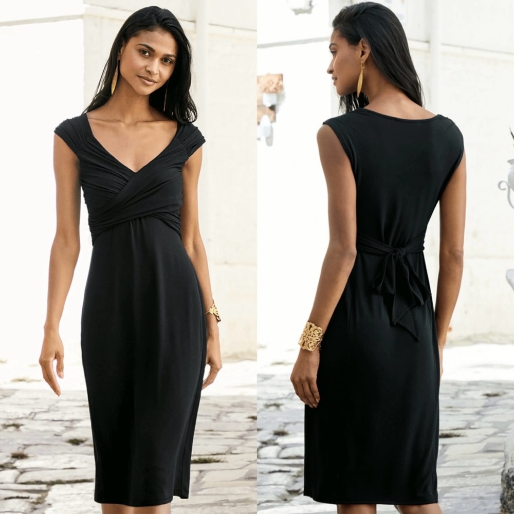 Peruvian Connection Black Tie Back Knit Dress Size XS